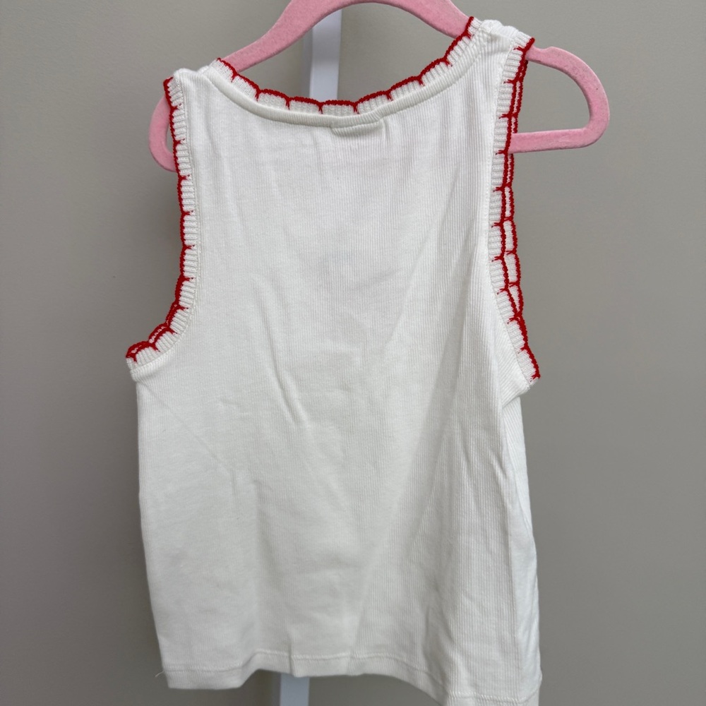 Zara White and Red Tank Top with Bow Accent kids 11-12 - Picture 3 of 3